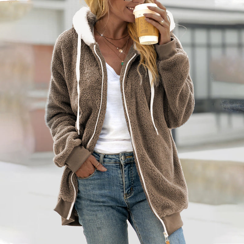 Cozy Fleece Lined Hooded Teddy Jacket
