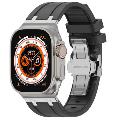 Flexible Rubber Apple Watch Strap With Silver Buckle