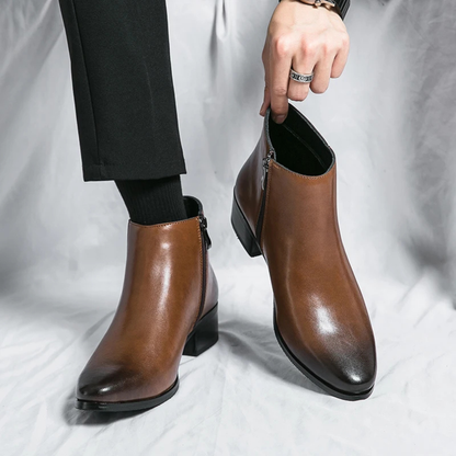 Elegant Men's Leather Ankle Dress Boots