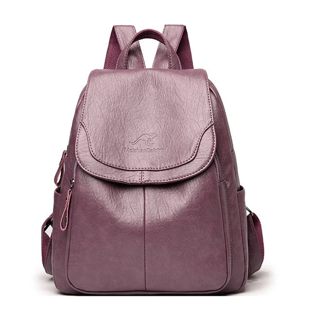 Secure Leather Backpack for Fashionable Women