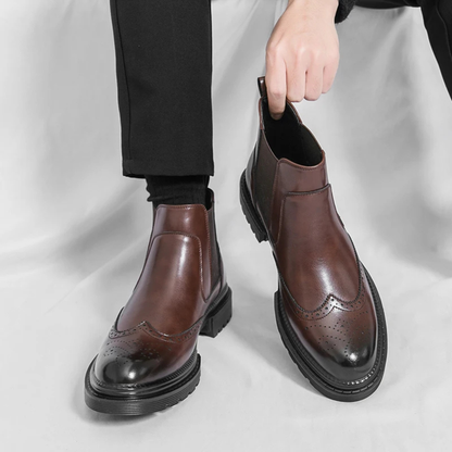 Classic Men's Leather Chelsea Boots with Grip Soles