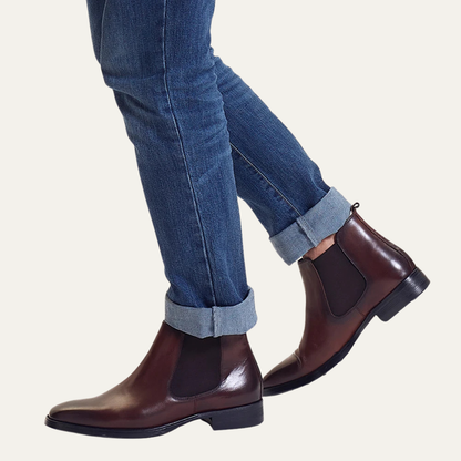 Sleek Men's Black Leather Chelsea Ankle Boots