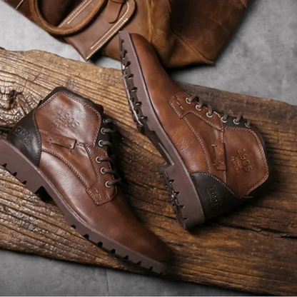 Rugged Men's Classic Leather Ankle Boots