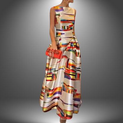 Trendy Geo Pattern Floor Length Dress - OutfitLondon