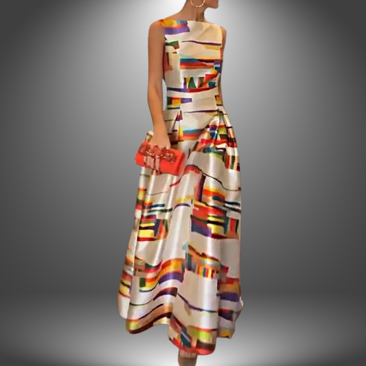 Trendy Geo Pattern Floor Length Dress - OutfitLondon