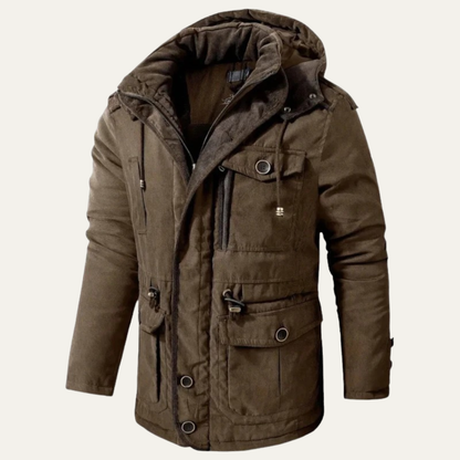 Rugged Corduroy Work Jacket with Faux Fur Collar - OutfitLondon