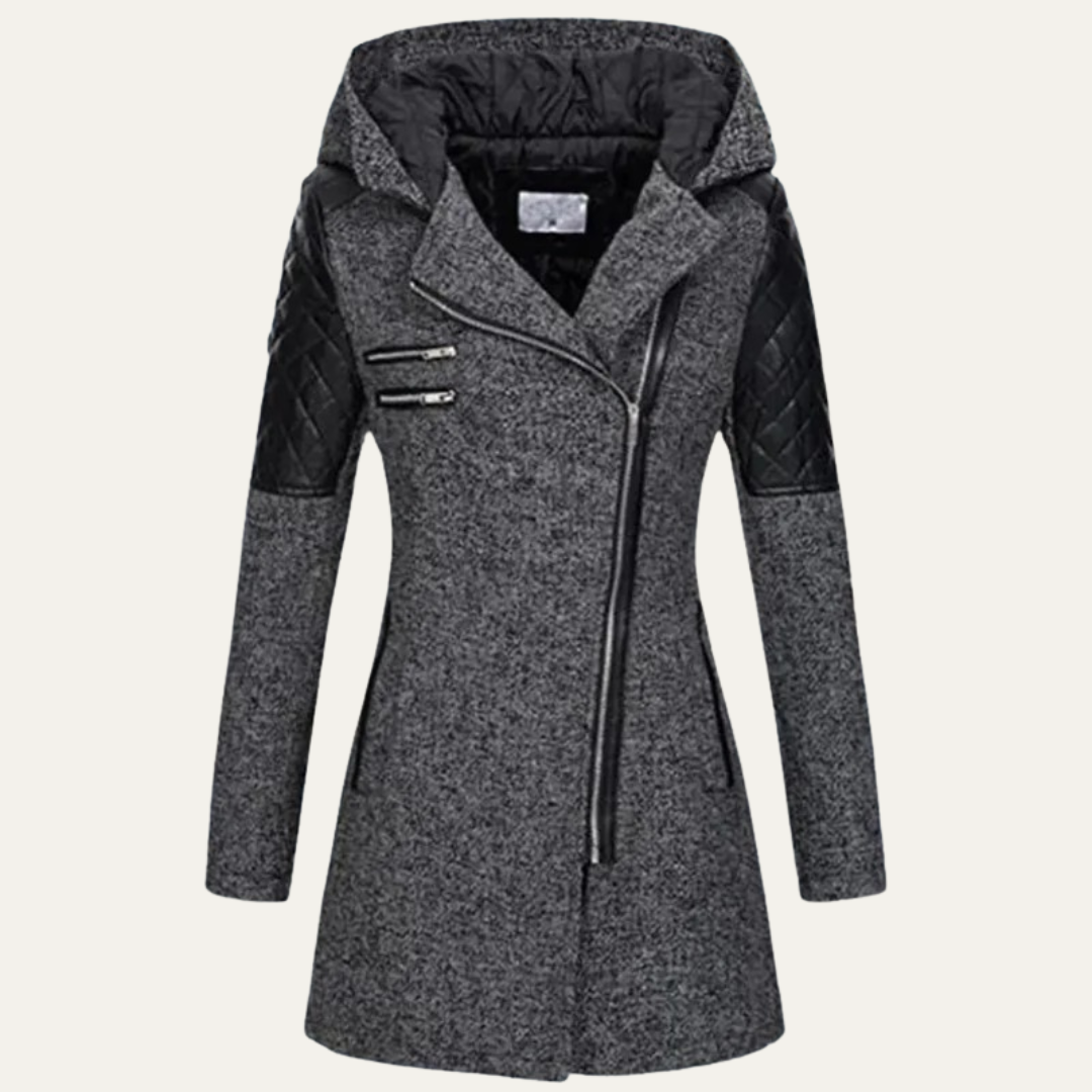 Warm Waterproof Ladies Long Asymmetrical Coat - OutfitLondon