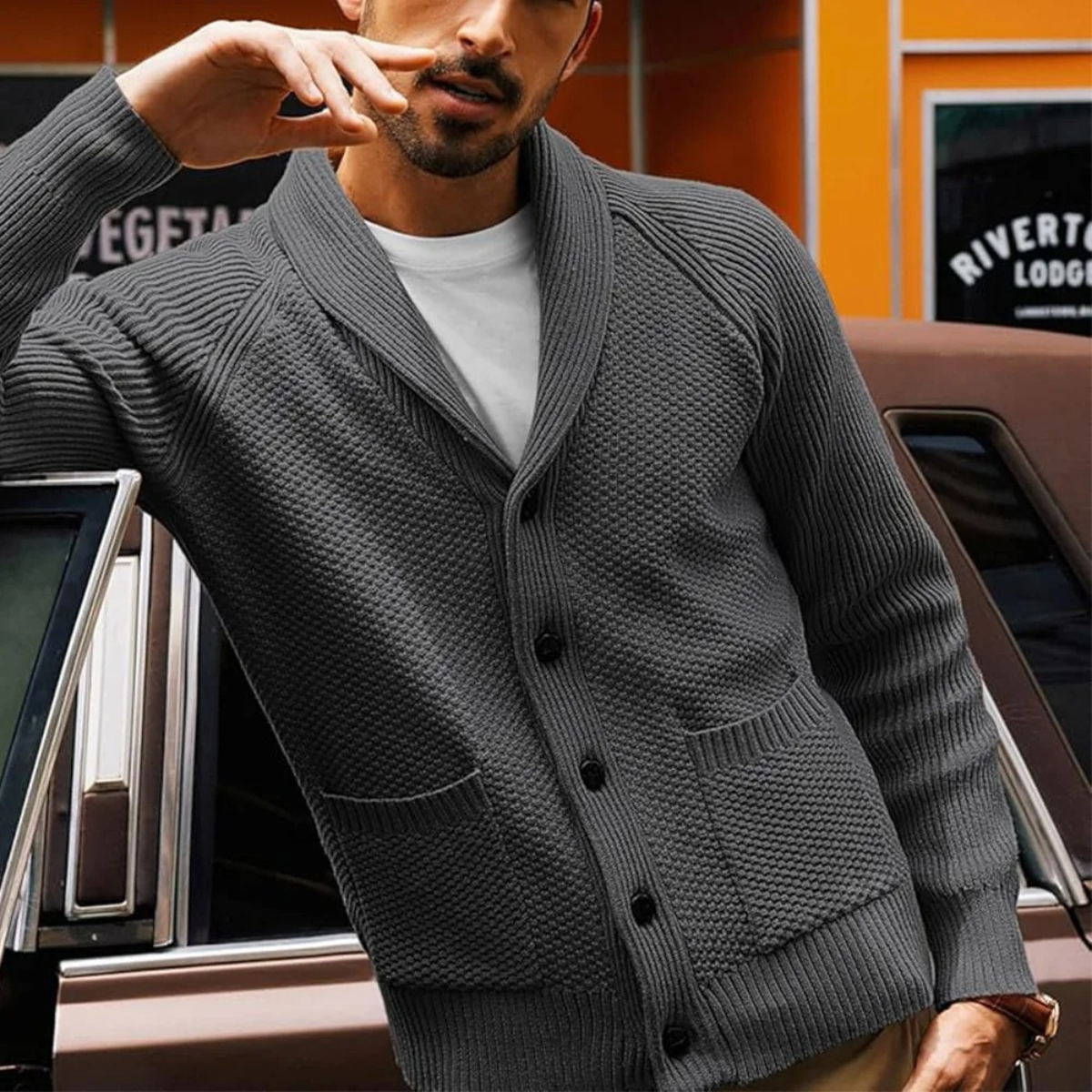 Classic Men's Button Up Knit Sweater Cardigan