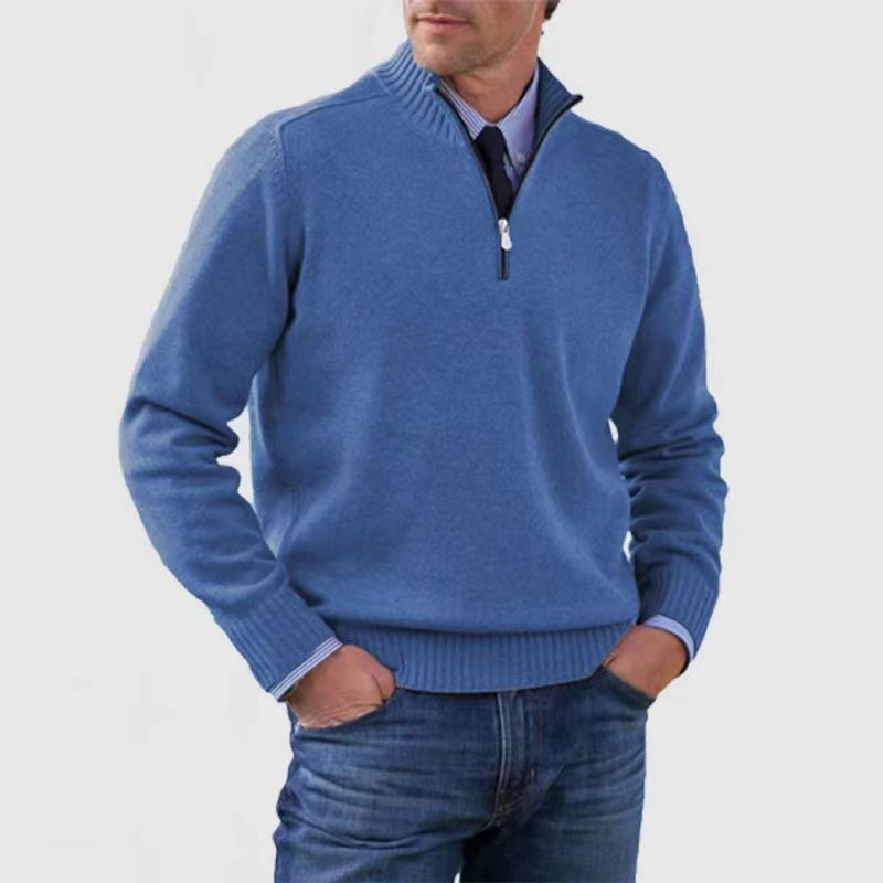 Men's Zip Up Crew Neck Sweater