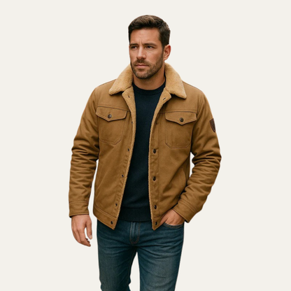 Warm Synthetic Lined Zip Up Denim Jacket