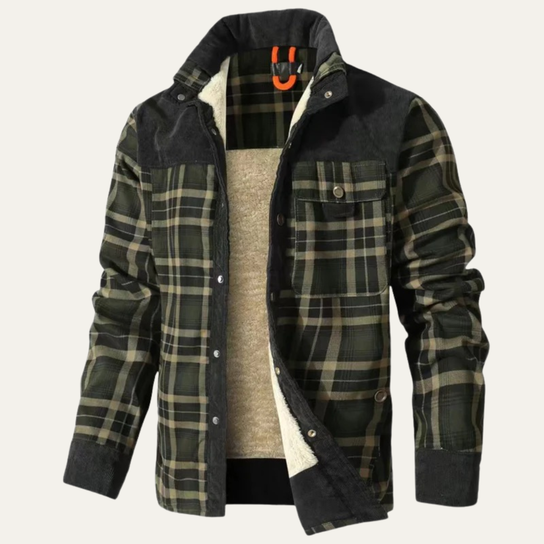 Warm Plaid Flannel Shirt Jacket for Men