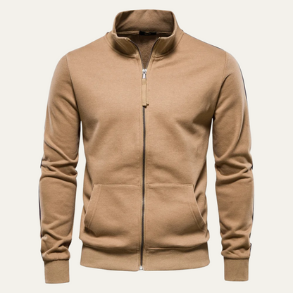 Relaxed Fit Men's Zipper Cotton Jacket with Pockets