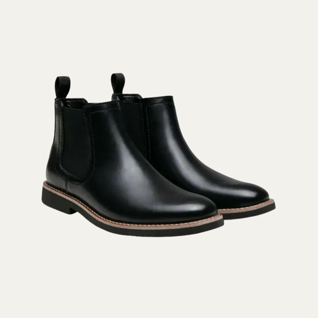 Men's Black Leather Chelsea Ankle Boot