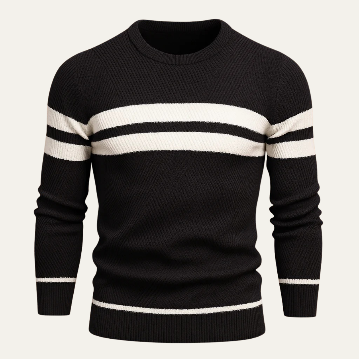 Classic Fit Striped Crew Neck Sweater