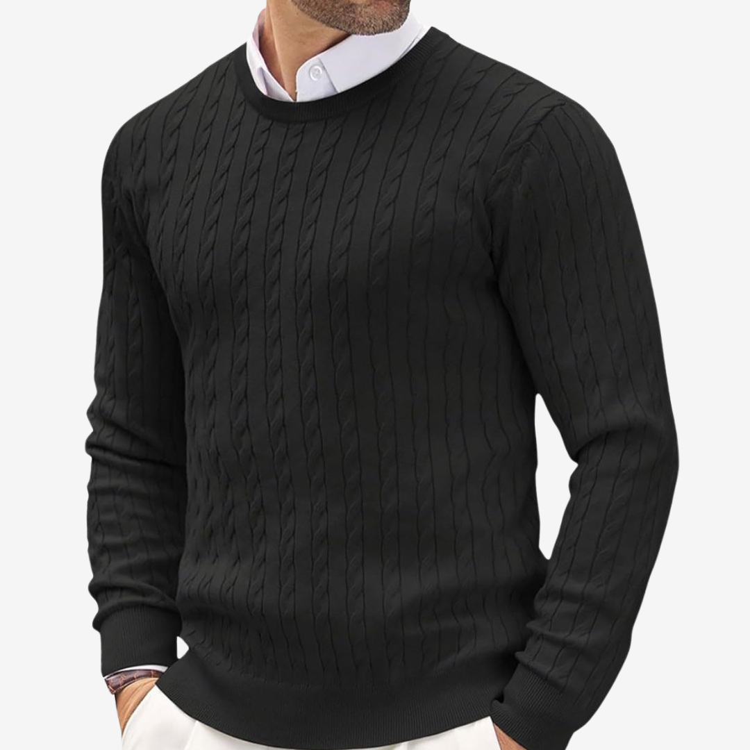 Traditional Mens Thick Knit Crew Sweater