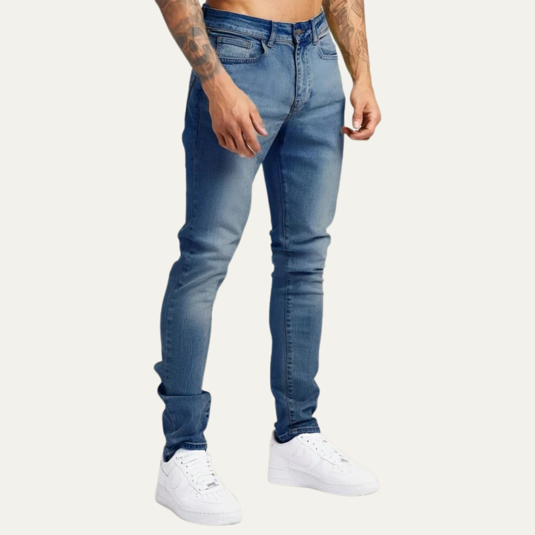 Men's Ripped Slim Fit Low Rise Jeans