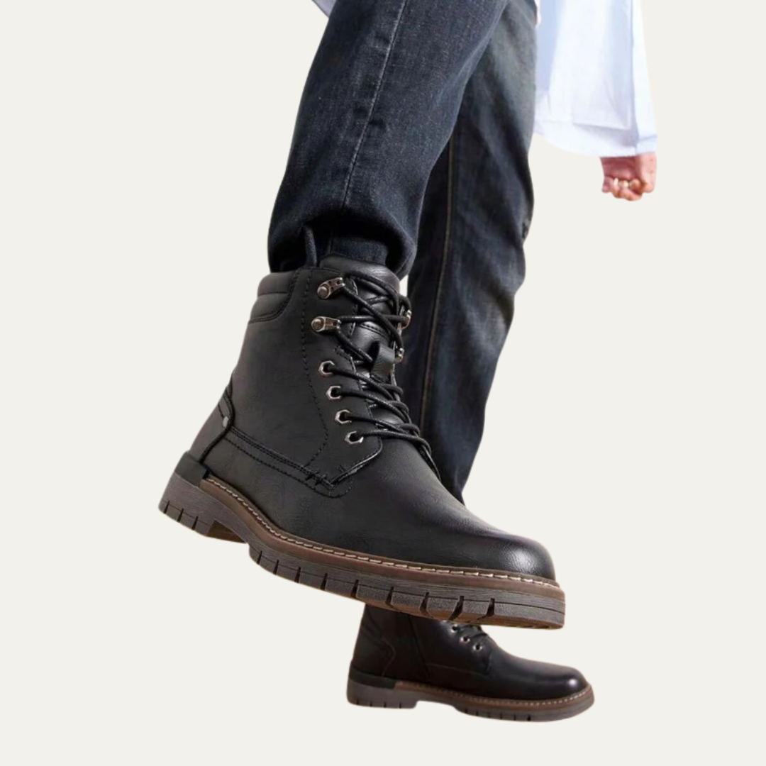 Tough Tactical Lace Up Ankle Boots with Rubber Sole