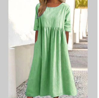 Comfortable Summer Short Sleeve Midi Dress
