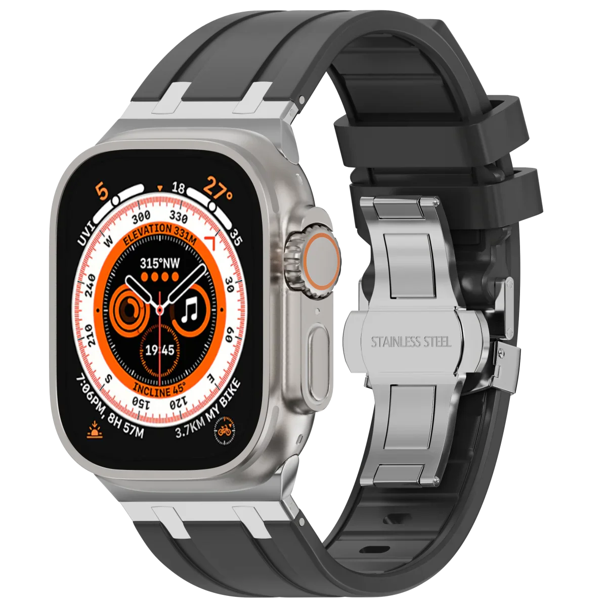 Flexible Rubber Apple Watch Strap With Silver Buckle - OutfitLondon