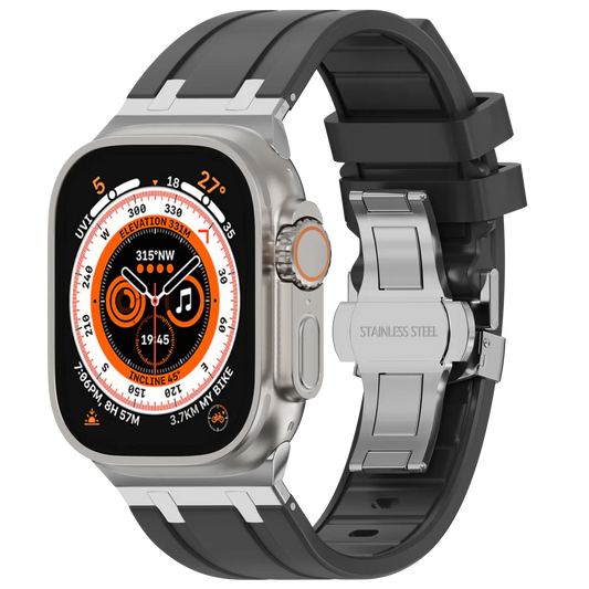 Flexible Rubber Apple Watch Strap With Silver Buckle - OutfitLondon
