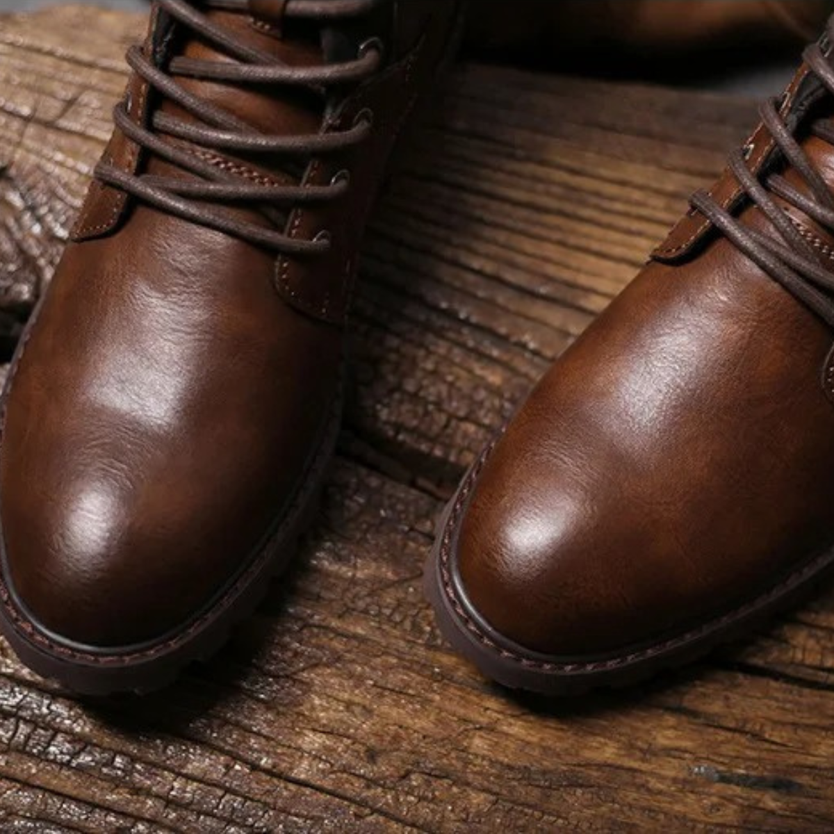 Brown Leather Ankle Boots for Men
