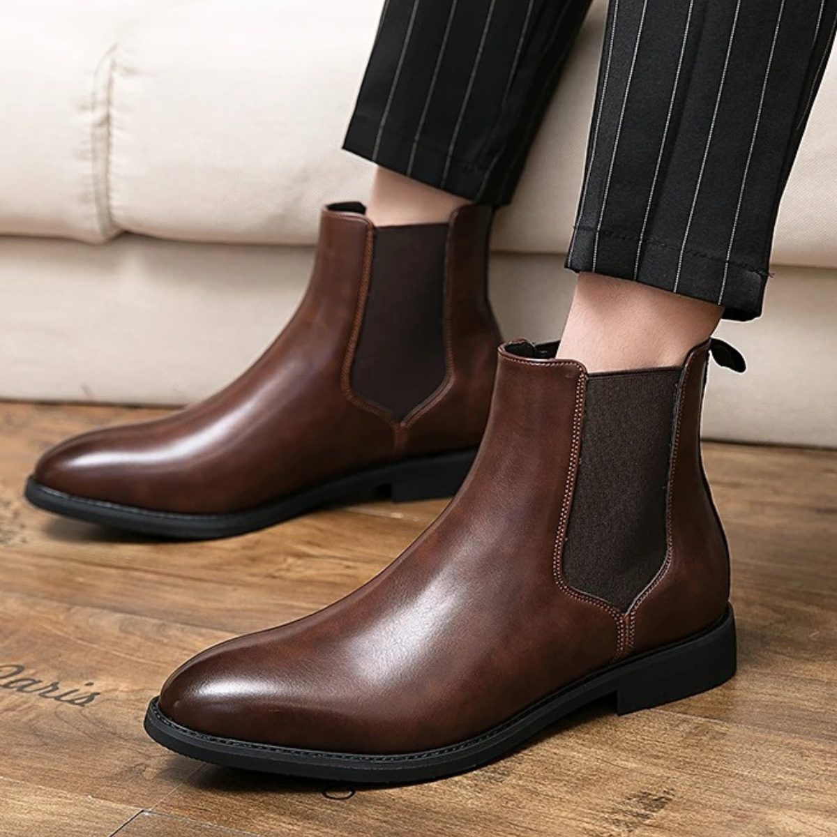 Brown Leather Mens Classic Ankle Boots