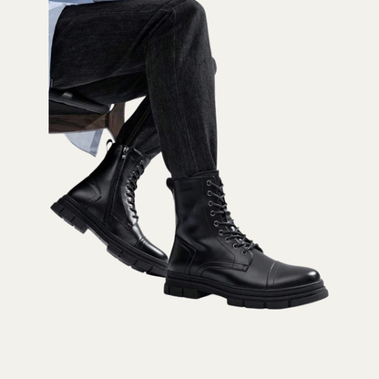 Men's Black Lace Up Ankle Boots with Side Zip