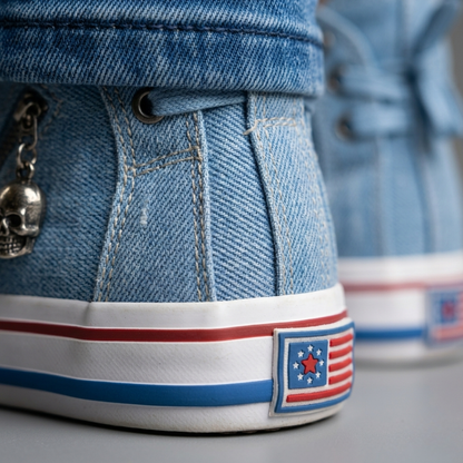 Classic Women's Lace Up Denim Sneakers Casual Shoes