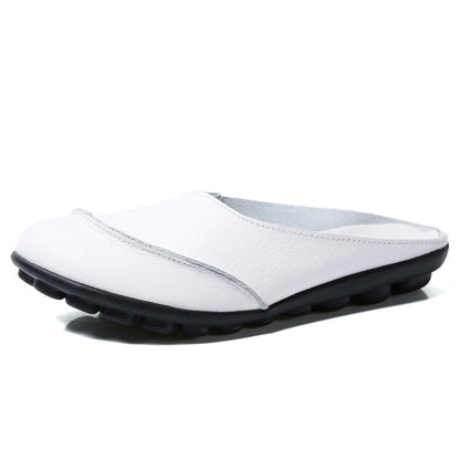 Slip On Loafers Slippers Wear Leather Soft Soles And Comfortable Flat Shoes