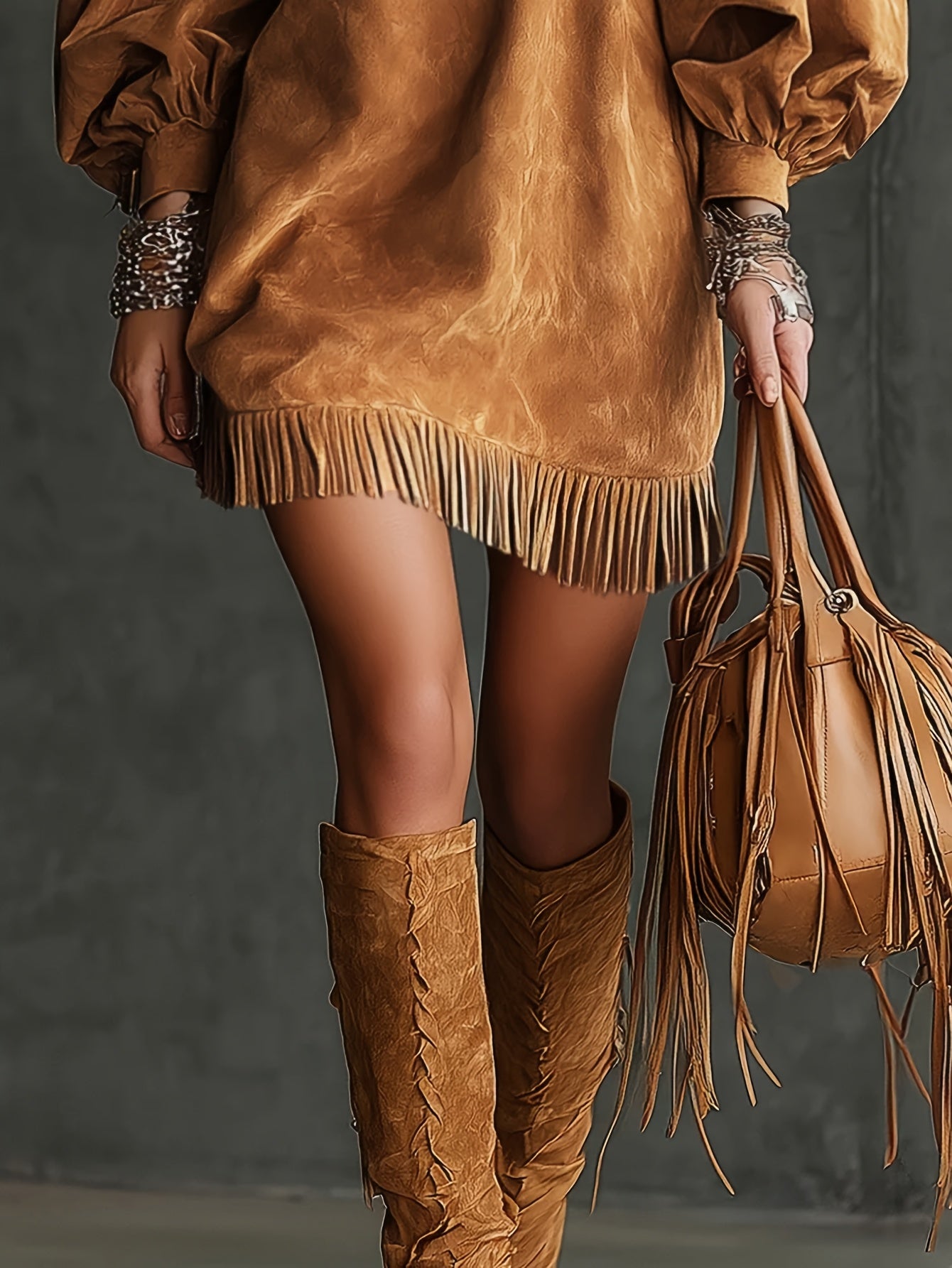 Bohemian Maxi Dress with Flared Sleeves