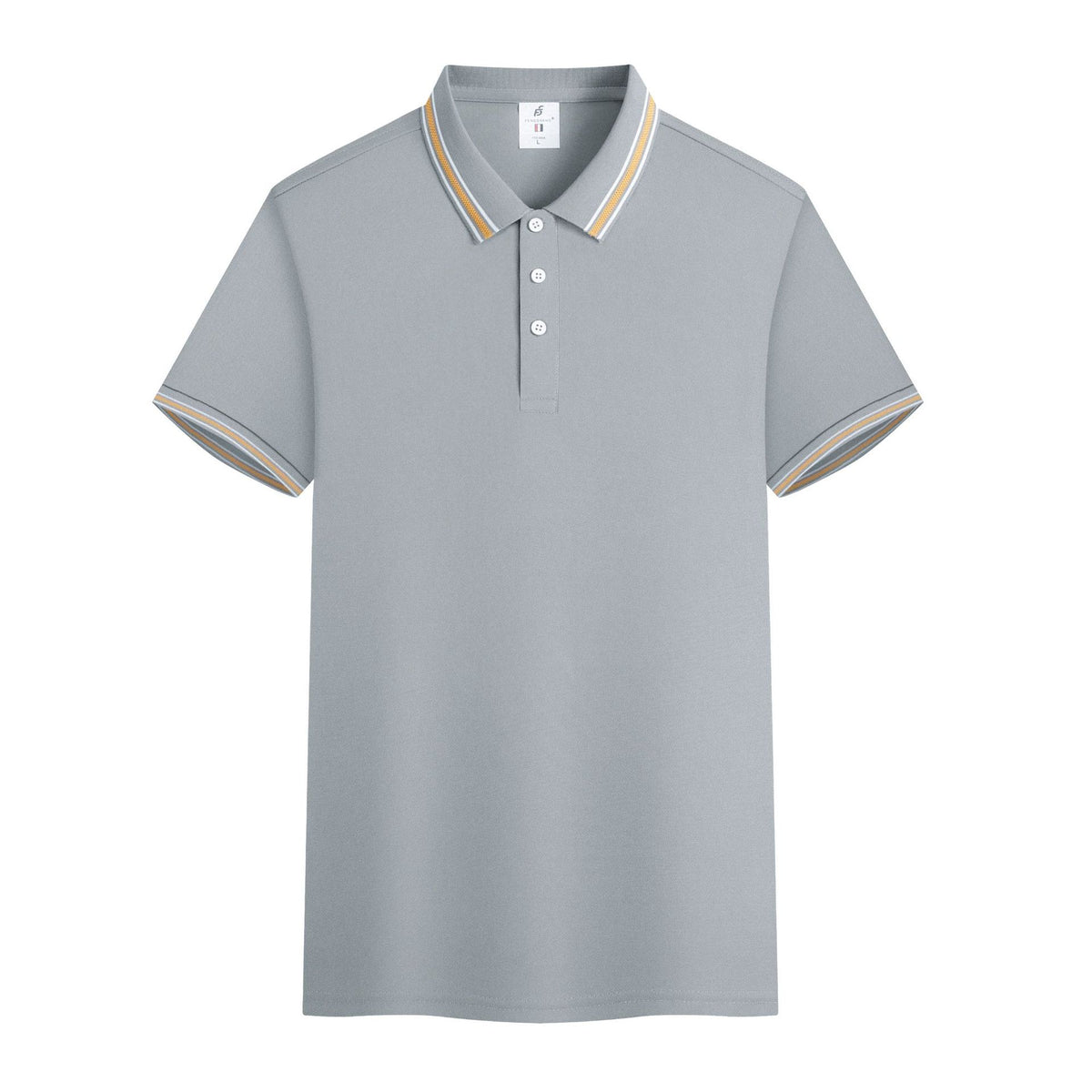 Men's Casual Cotton Short-Sleeve Polo Shirt with Lapel Collar