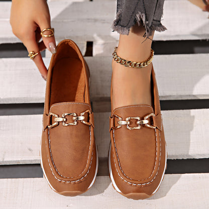 Orthopedic Suede Loafers Women Chain