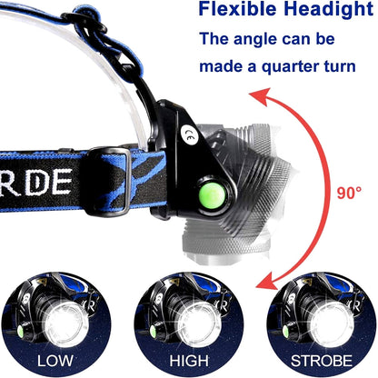 Rechargeable Led Headlamp With 2 Rechargeable Battery