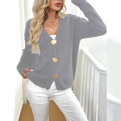 Women's Chic Knit Cardigan with Big Buttons