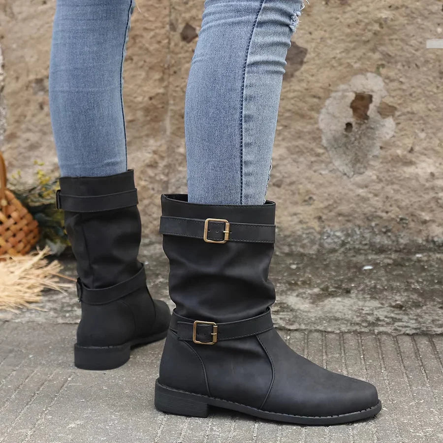 Soft Synthetic Leather Ankle Boots for Women