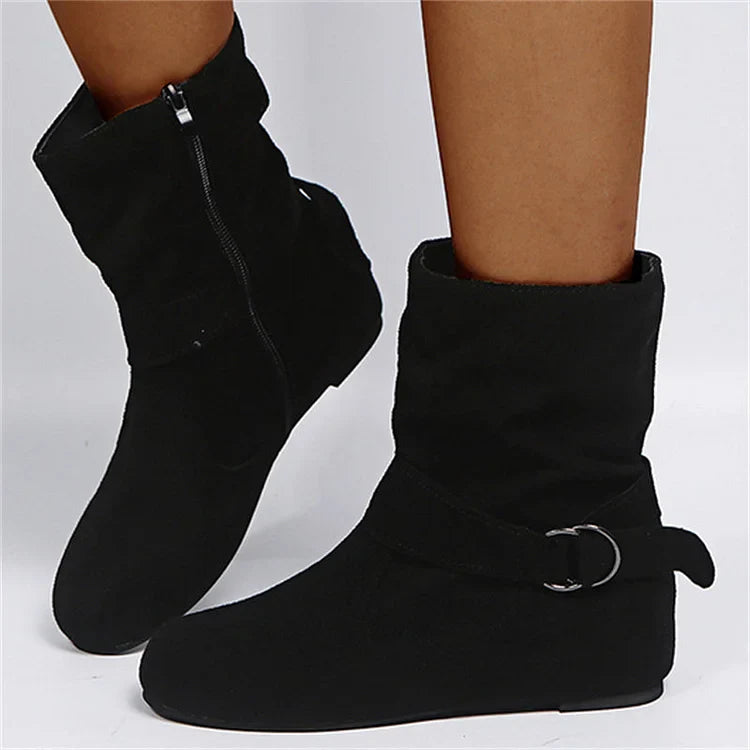 Chunky Block Heel Ankle Boots Retro Style