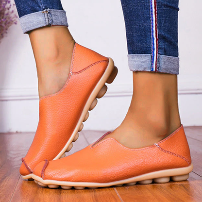 Woman Casual Flat Heel Cow Tendon Low Top Closed Toe Slip On Comfortable Work Shoes