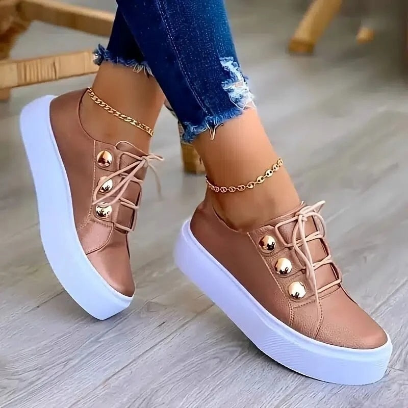 Platform Orthopedic Women Shoes Arch Support Breathable Comfortable Round Toe Box Lace Up Anti-Slip Fashion Shoes