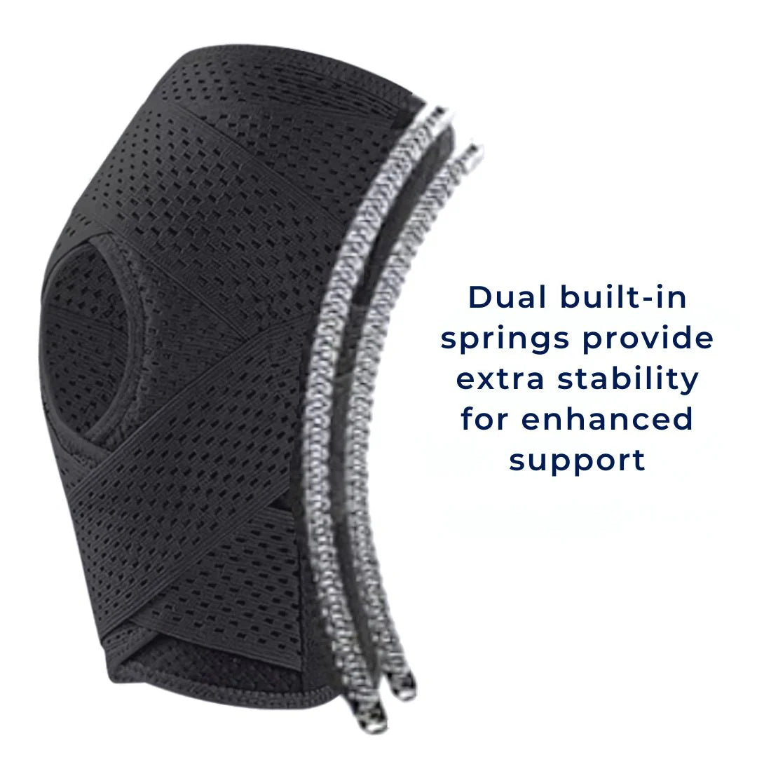 Knee Pads | with Support Compression Springs and Tension Strap - for Stability - Pain Relief and Protection