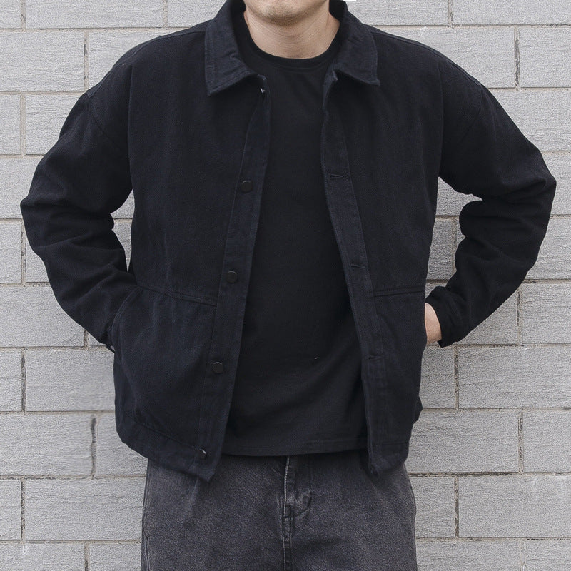 Casual Loose Fit Mens Button Down Coat - OutfitLondon