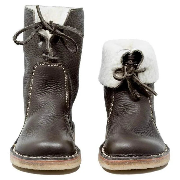 Warm Fuzzy Lace Up Winter Snow Boots