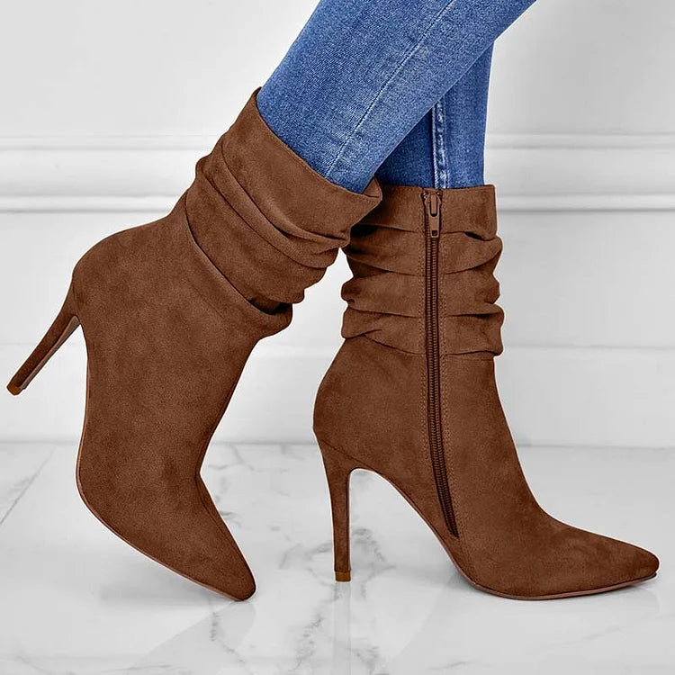 Chic Pointed Toe High Heel Booties