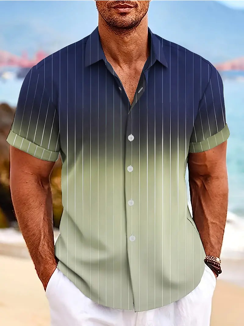 Casual Striped Short Sleeve Men's Summer Shirt