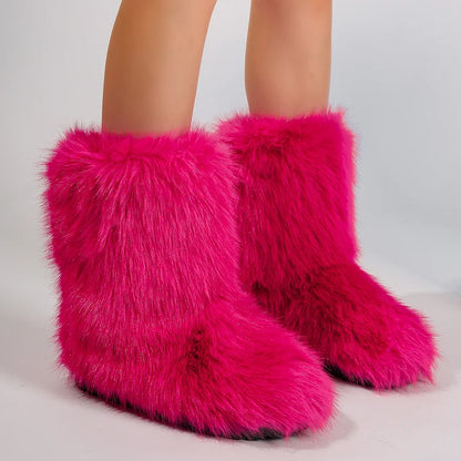 Warm Faux Fur Ankle Boots for Women