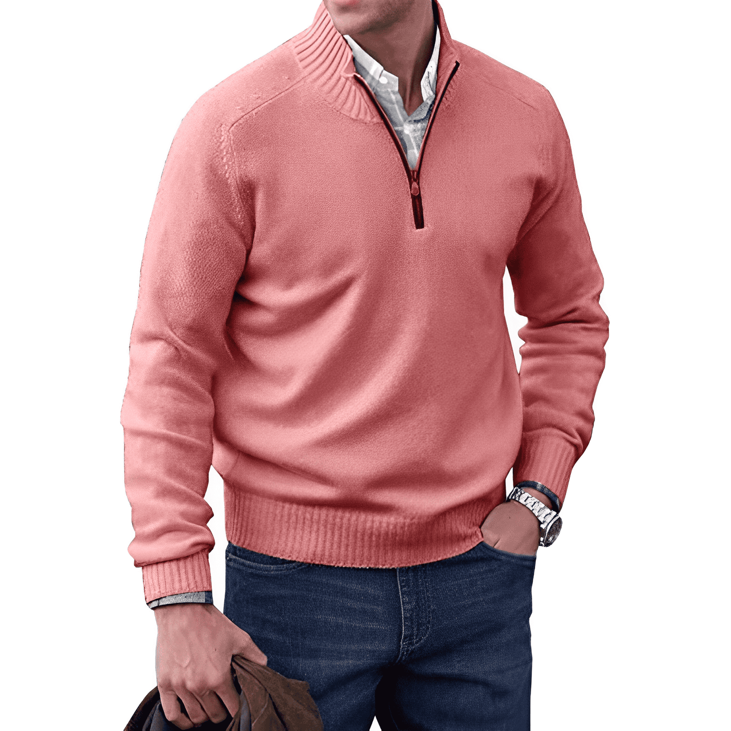 Casual Mens Quarter Zip Jumper Sweater