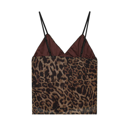 Women's Elegant Leopard Print Silk V-Neck Blouse
