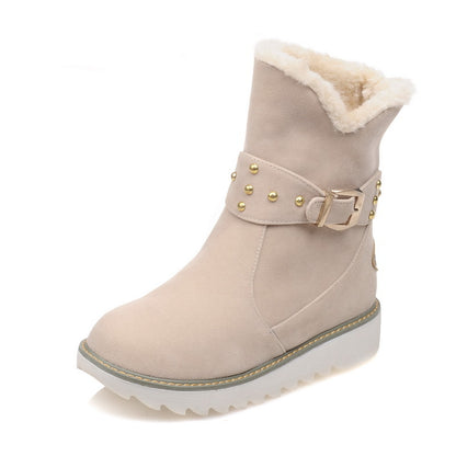 Non Slip Snow Ankle Boots Warm Fur Lined Slip on Booties