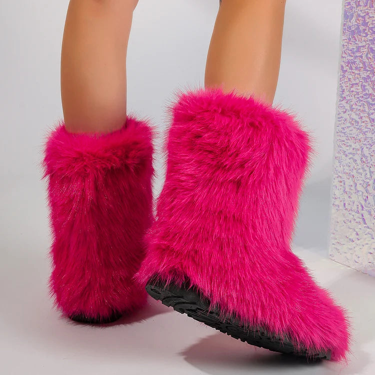 Warm Faux Fur Ankle Boots for Women