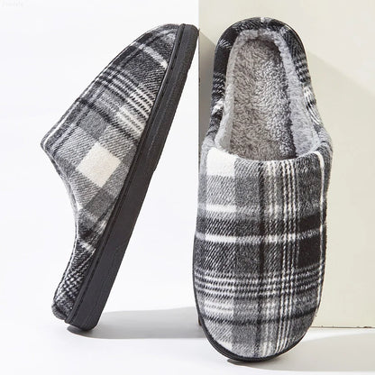 Men's Comfortable Plaid House Slippers with Soft Insoles