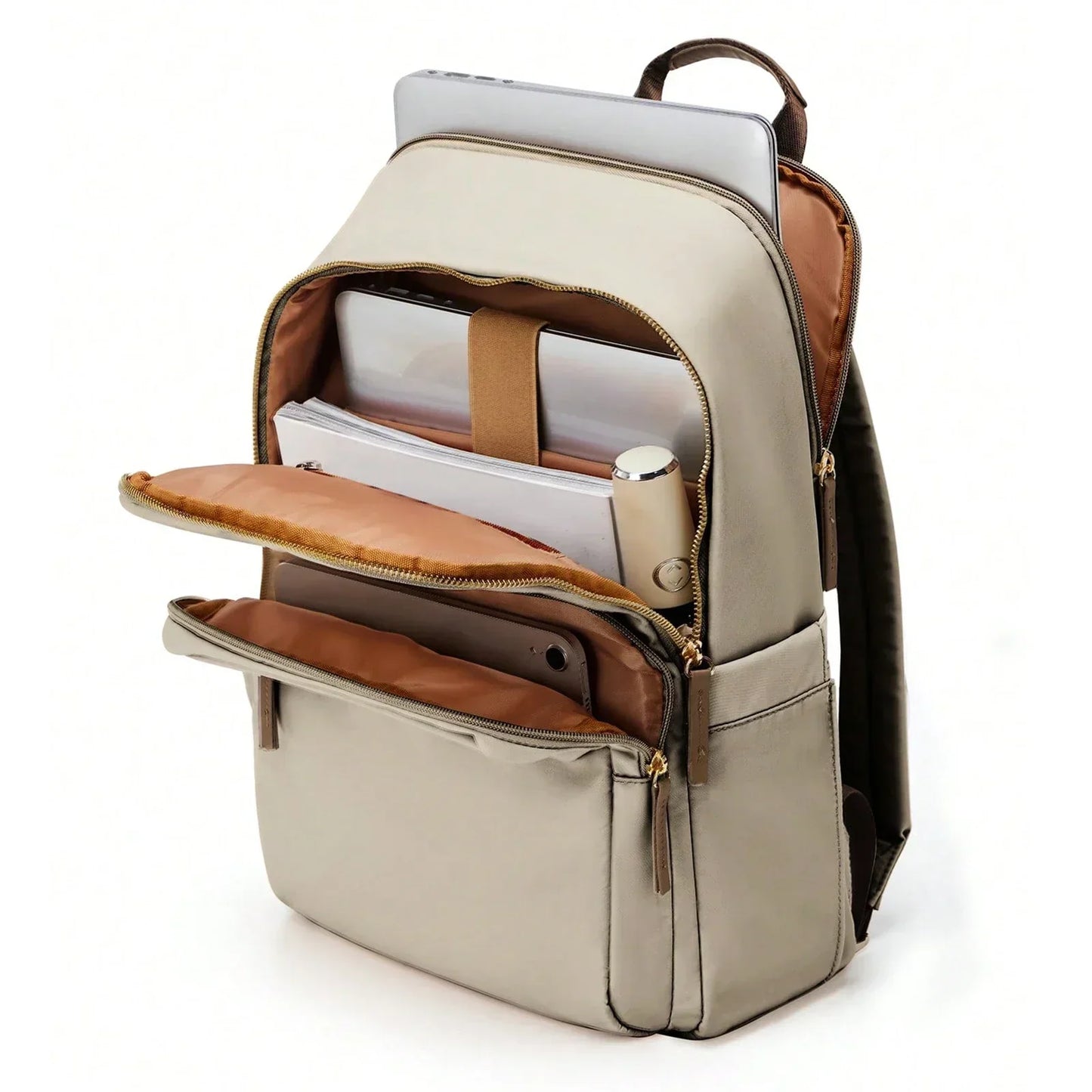 Water-Resistant Laptop Backpack Gold Tone Hardware 15.6 Inch